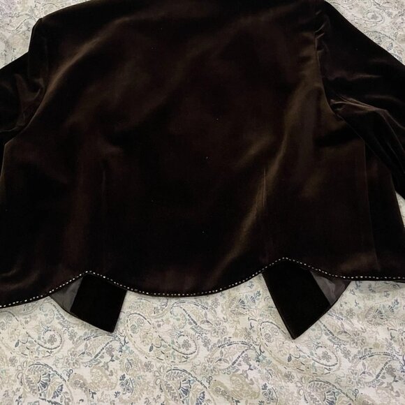 Size 12 Brown Velvet Adrianna Papell Blazer Jacket - Picture 13 of 15